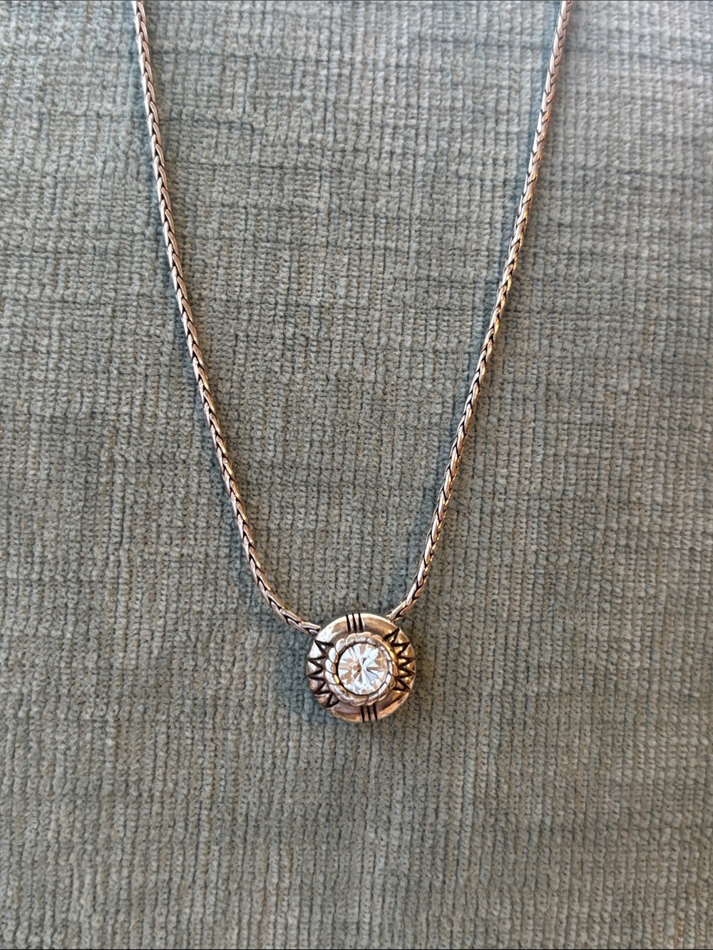 Brighton Silver Reversible Pendant Necklace with Clear Crystal & Topaz Crystal